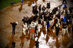 Lou Seal - the San Francisco Giants' mascot - takes to the field to proudly declare the team as NL Champs in 2014