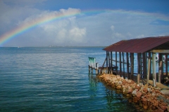 A rainbow over the Bay Islands in Utila, Honduras