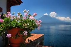 A balcony view from el Casa del Mundo - a spectacular hotel on Lago Atitlan in Guatemala