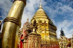 Wat Doi Suthep's golden temple is located high in the mountains of Chiang Mai, Thailand