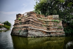 Chiang Mai's old city is surrounded by a moat and the remains of an ancient wall