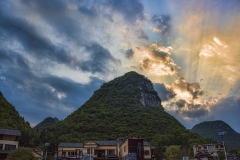 Sunset over the Lou Na Village in Xingyi, China