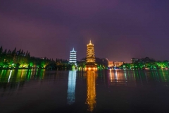 The sun and Moon Pagodas in Guilen, China