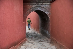 Walking through the narrow streets of Wutai Shan in Shangxi, China