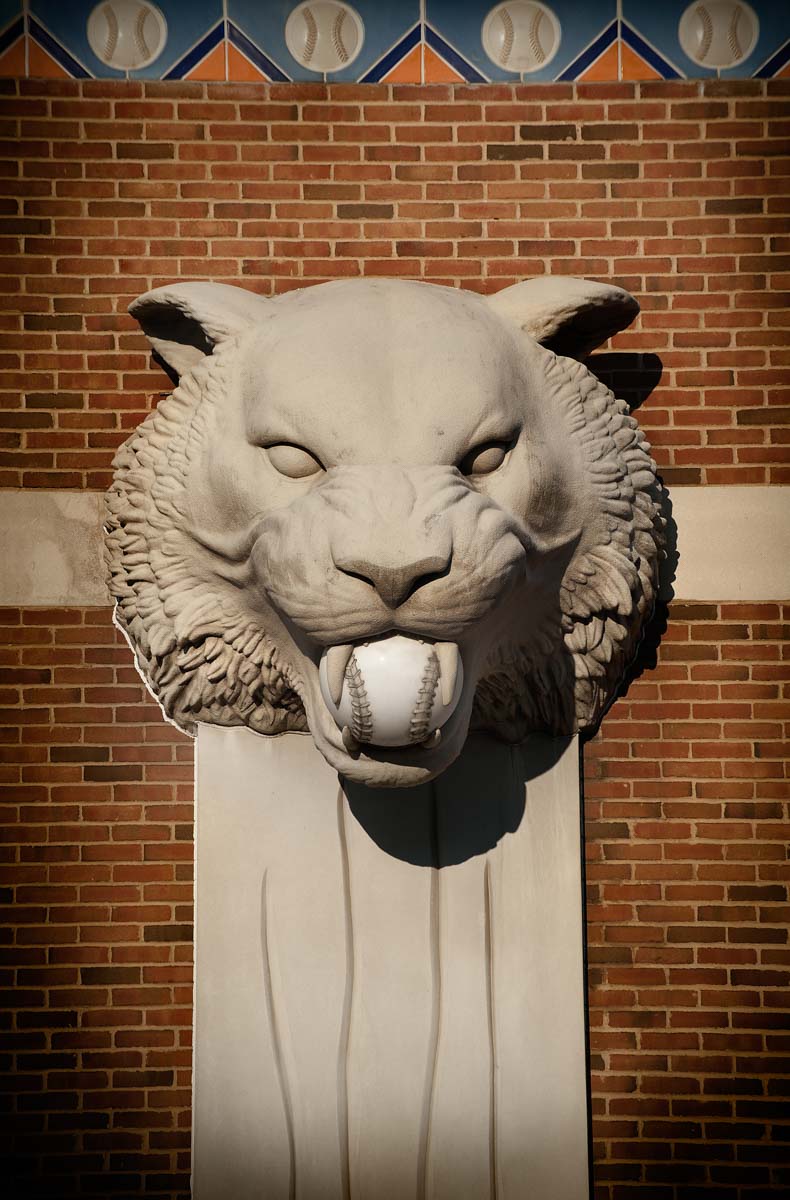 Tiger's statue in front of a baseball stadium, Comerica Park