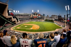 Detroit Tigers fans enjoy standing room views of Comerica Park