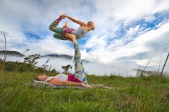 Carrie and Gosha play Acro Yoga at Casa del Arbol in Banos, Ecuador