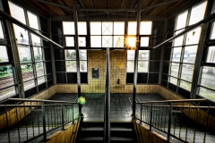 The stairs leading to the Beusselstrasse Train Station in Berlin, Germany