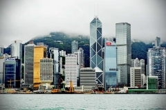 The Hong Kong skyline, as seen from the harbor ferry