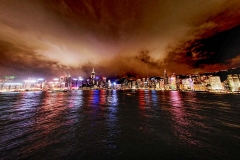 The Hong Kong skyline, as seen from Kowloon during the nightly Symphony of Lights