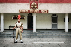 A member of the Border Security Force at the Wagha border between India and Pakistan