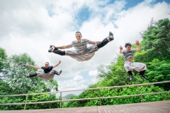 Monks practice the sunmudo (an ancient meditative martial art) at the Golgulsa Zen Buddhist Temple in Gyeongju Province, South Korea