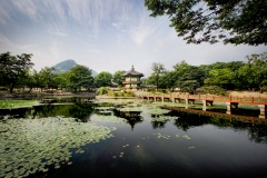 The Lake Pagoda at Gyeongbokgung Palace in Seoul, South Korea