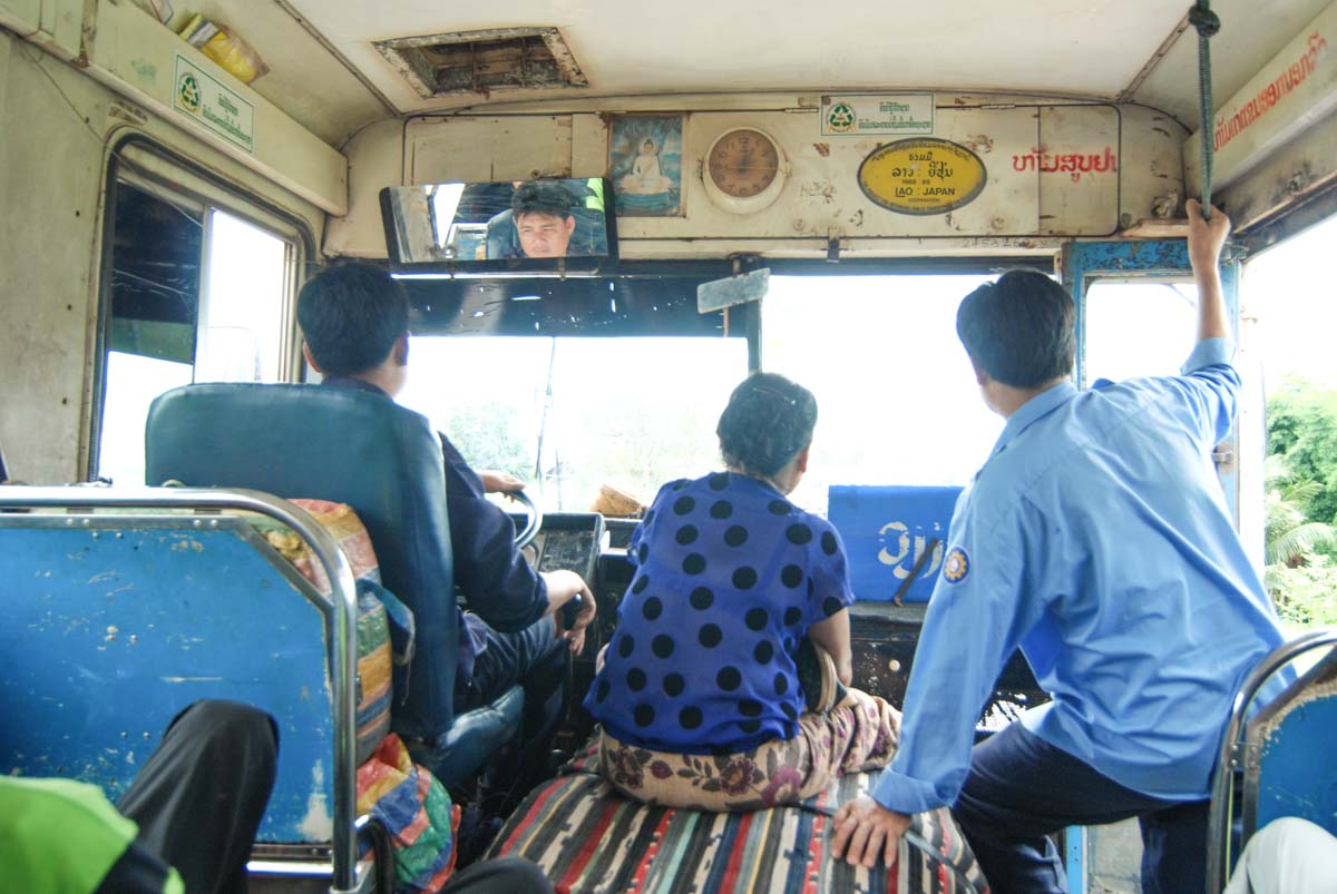 This public bus in Laos costs 30,000 Kip to ride - which is the equivalent of $4