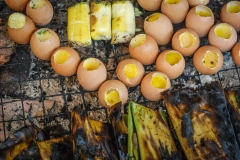 Boiled and roasted eggs for sale on the streets of Laos