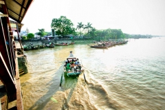 A speedboat heads towards the Dala shoreline, just outside Yangon (Rangoon)