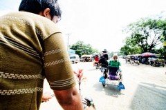 Myo - a local trishaw taxi driver - takes tourists on tours of Dala - a suburb of Yangon (Rangoon)