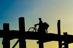 Sunrise at the U-Bein Bridge in Mandalay, Myanmar (Burma)