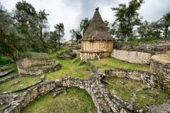 The ancient ruins of a house in Kuelap, Peru