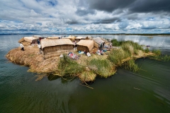 The floating Uros Islands on Lake Titicaca in Peru