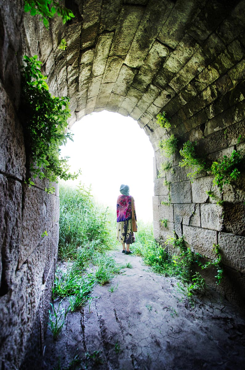 My wife, Carrie, walks through a tunnel in the Pergamon Middle City ruins