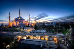 The Blue Mosque during a spectacular dusk in Istanbul, Turkey