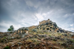 Ancient tombs at the Tlos ruins in Fethiye, Turkey