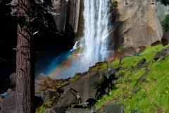 A rainbow covers Vernal Falls in Yosemite National Park
