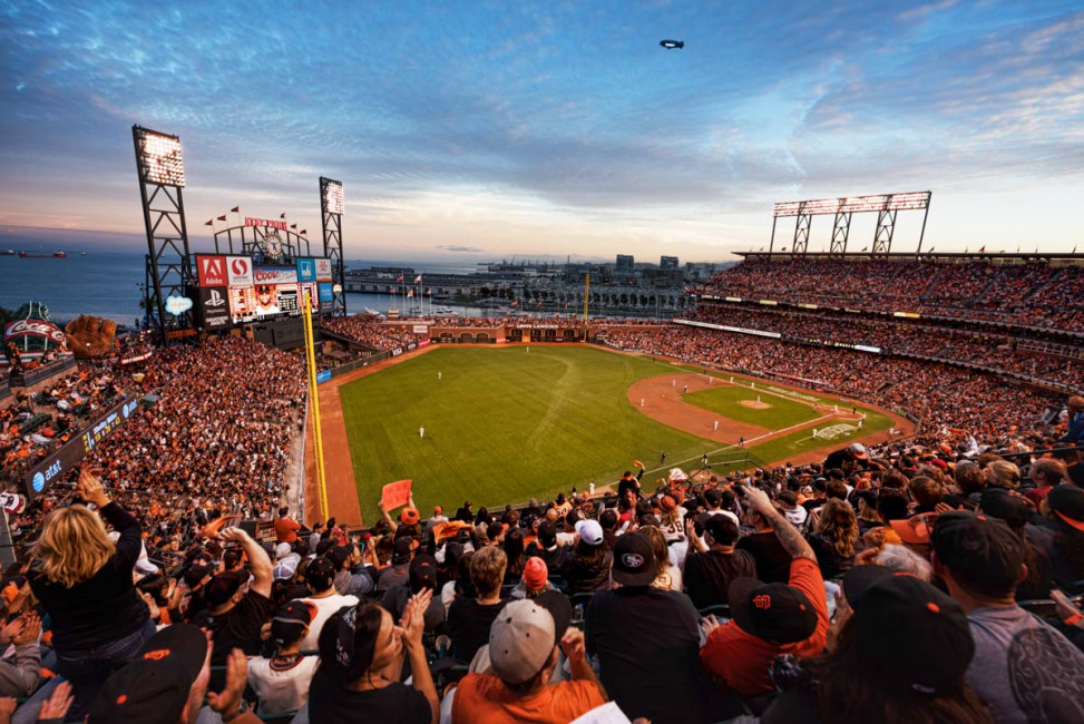 Sunset over the San Francisco Bay during Game 4 of the 2014 NLCS at AT&T Park