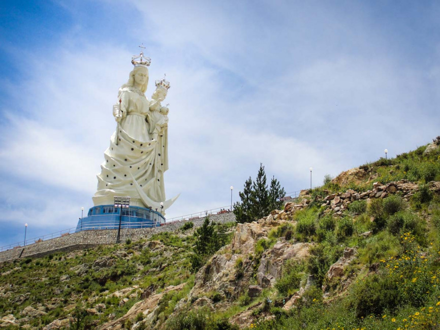A monument to the Virgin Mary is the tallest (and highest) structure in Oruro, Bolivia