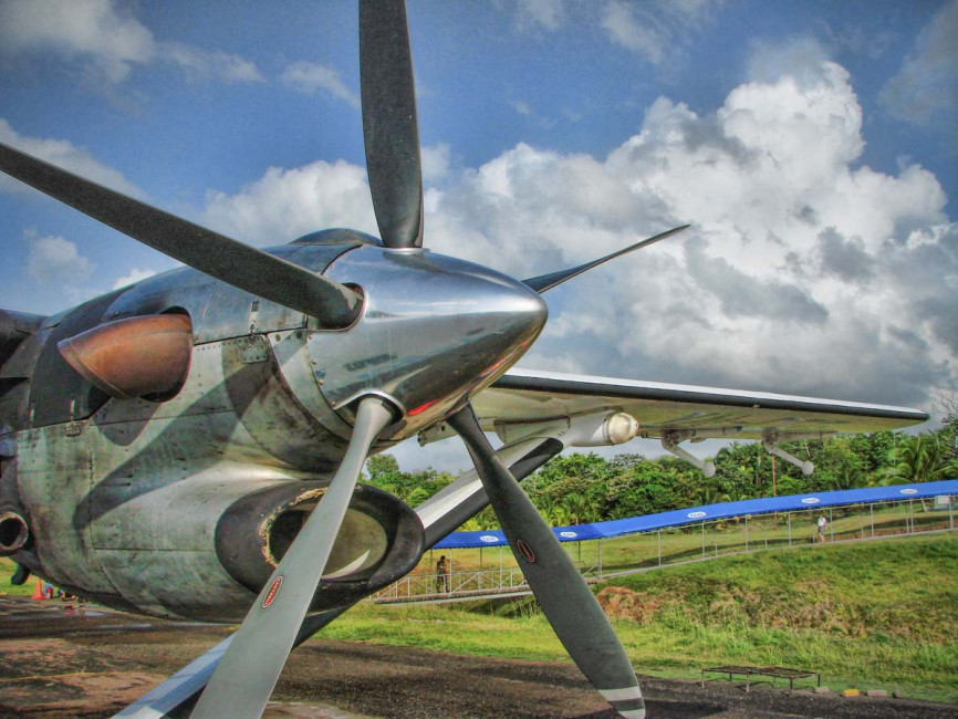 Small planes transport tourists to and from the Corn Islands