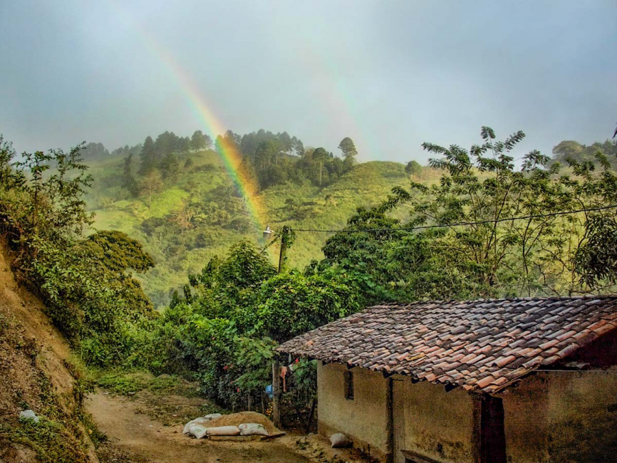 A rainbow over Nayo's house in Murra, Nicaragua