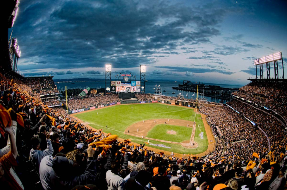 Dusk over AT&T Park during a 3rd inning rally in Game 7 of the 2012 NLCS