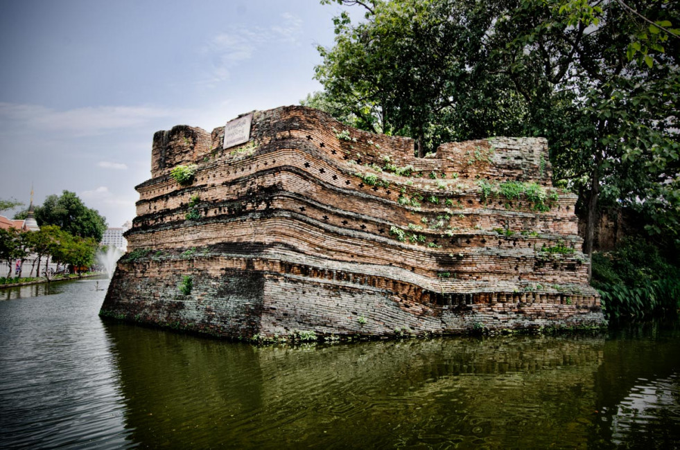 Chiang Mai's old city is surrounded by a moat and the remains of an ancient wall