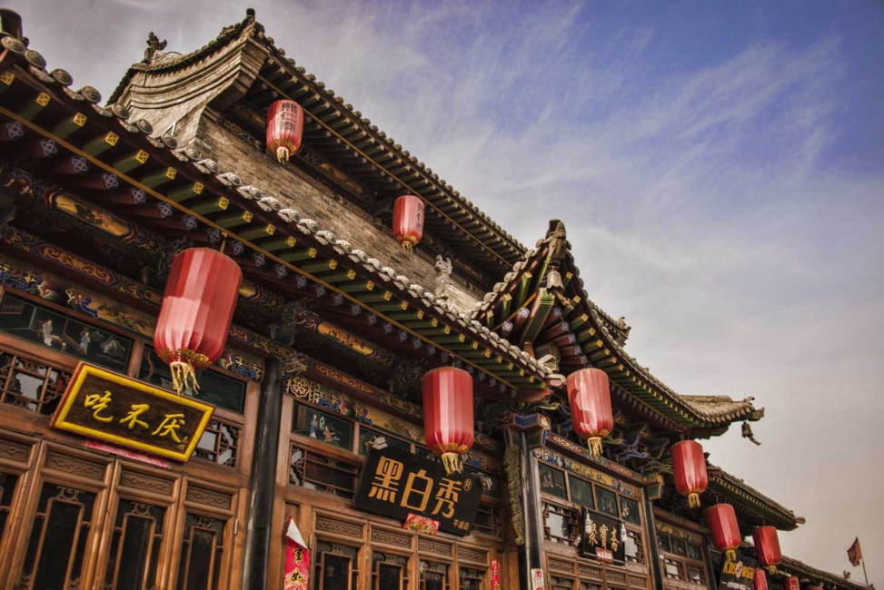 A historic wooden building in Pingyao, China