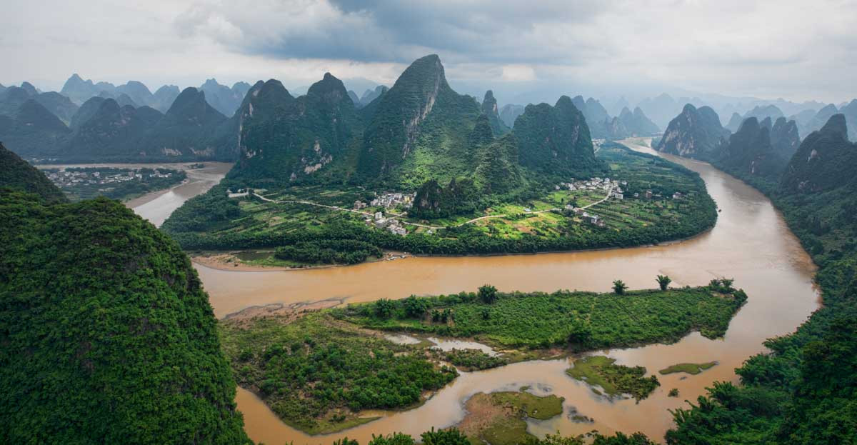 The Li River runs through the Guangxi province in southern China