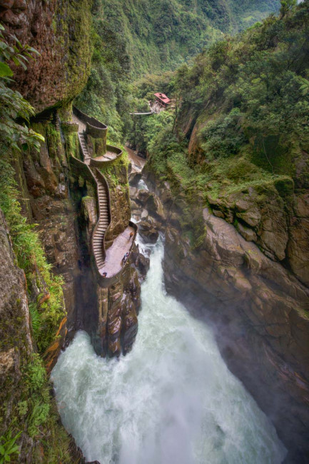 Yes, I walked down these stairs to the Pailon del Diablo waterfall in Banos, Ecuador