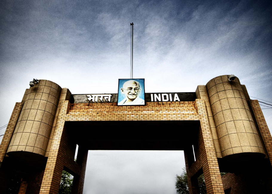 The international border between India and Pakistan at Wagha