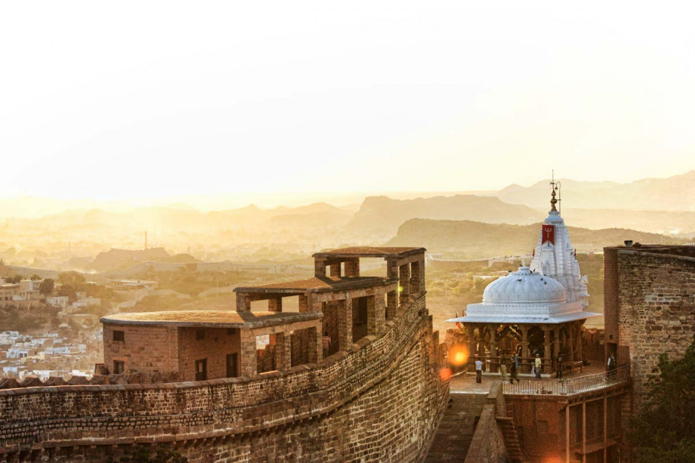 Sunset over the Mehrangarh Fort in Jodhpur, India