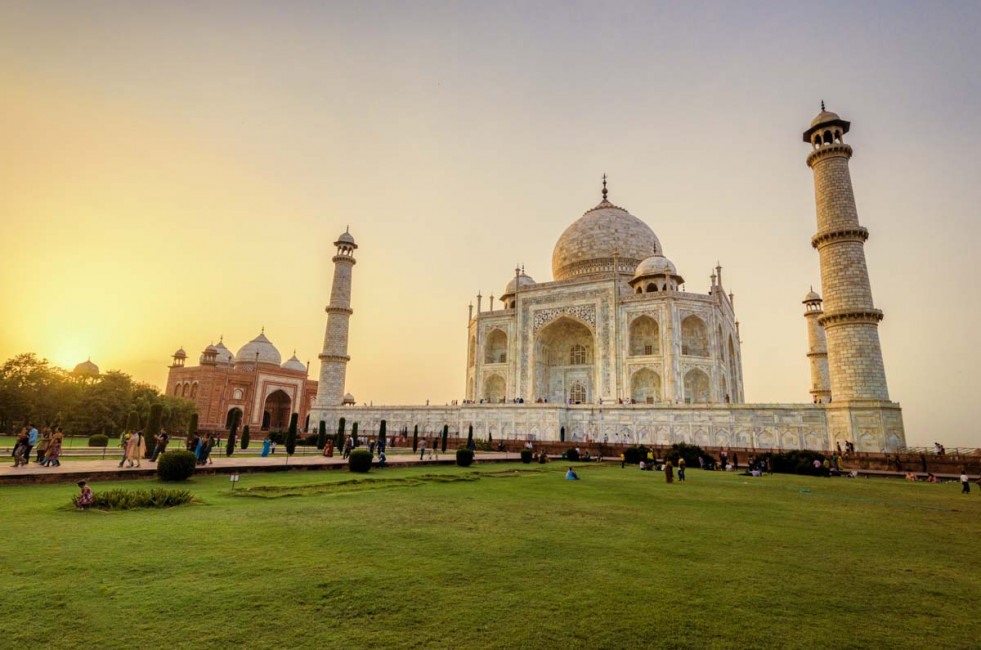 The Taj Mahal at sunset