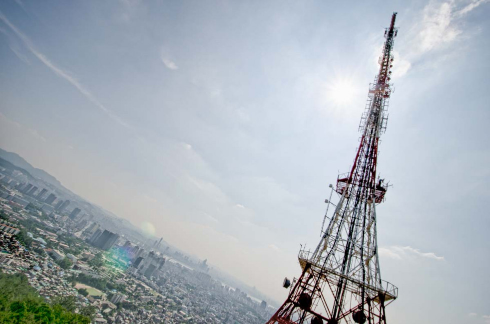 The Namsan Mountain Radio Tower "towers" above the city of Seoul, South Korea
