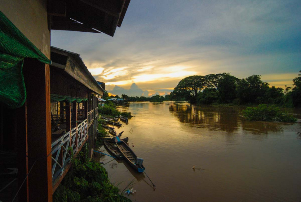 Sunset over the Mekong River in Don Det - one of the 4,000 Islands in southern Laos
