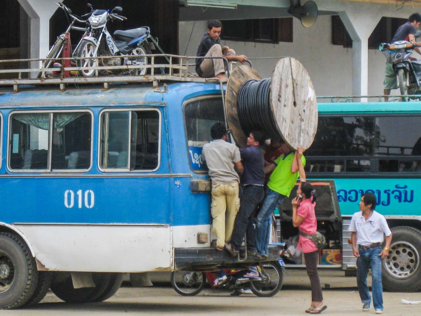 Just another day at a bus terminal in Laos