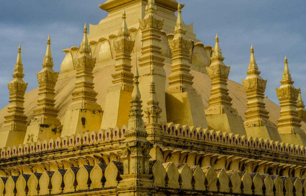 The Pa That Luang Temple in Vientiane, Laos, is covered in gold