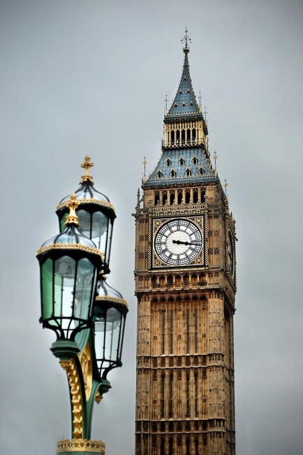 Big Ben, as seen from the Westminster Bridge in London