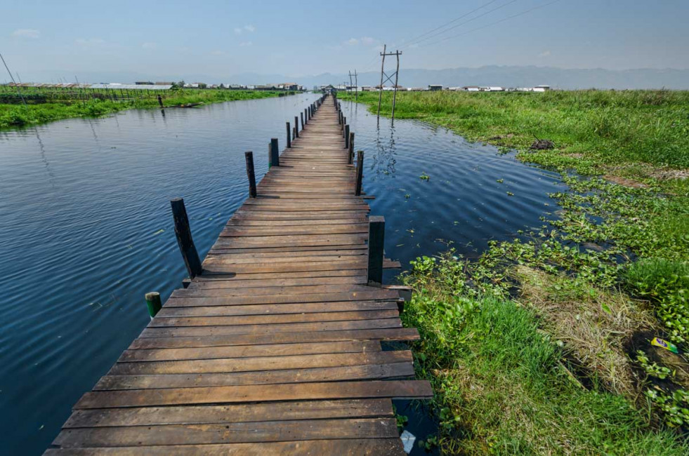 A wooden walkway in Maing Thauk - Inle Lake, Myanmar (Burma)