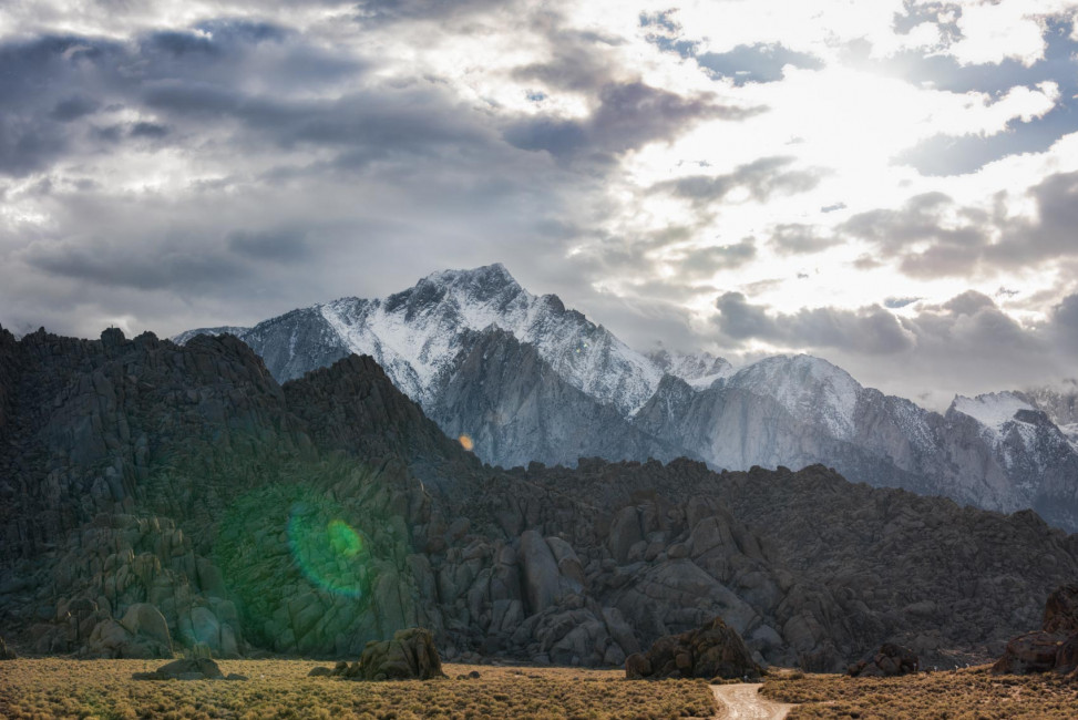 Sunset over Mt. Whitney and the White Mountains - as seen from our campsite in Alabama Hills, California