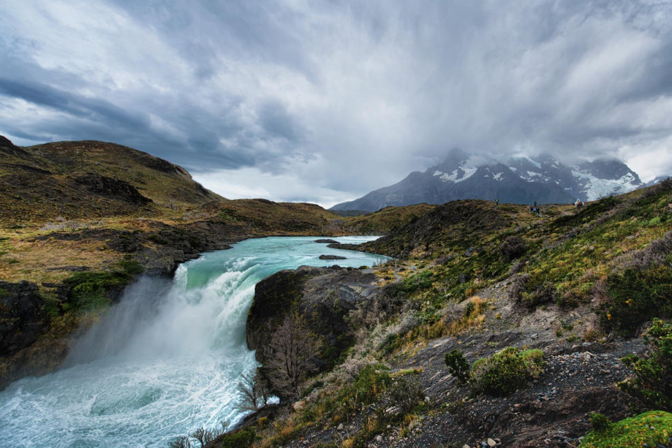 The Cascara Grande (Big Waterfall) at Torres del Paine National Park in Chilean Patagonia
