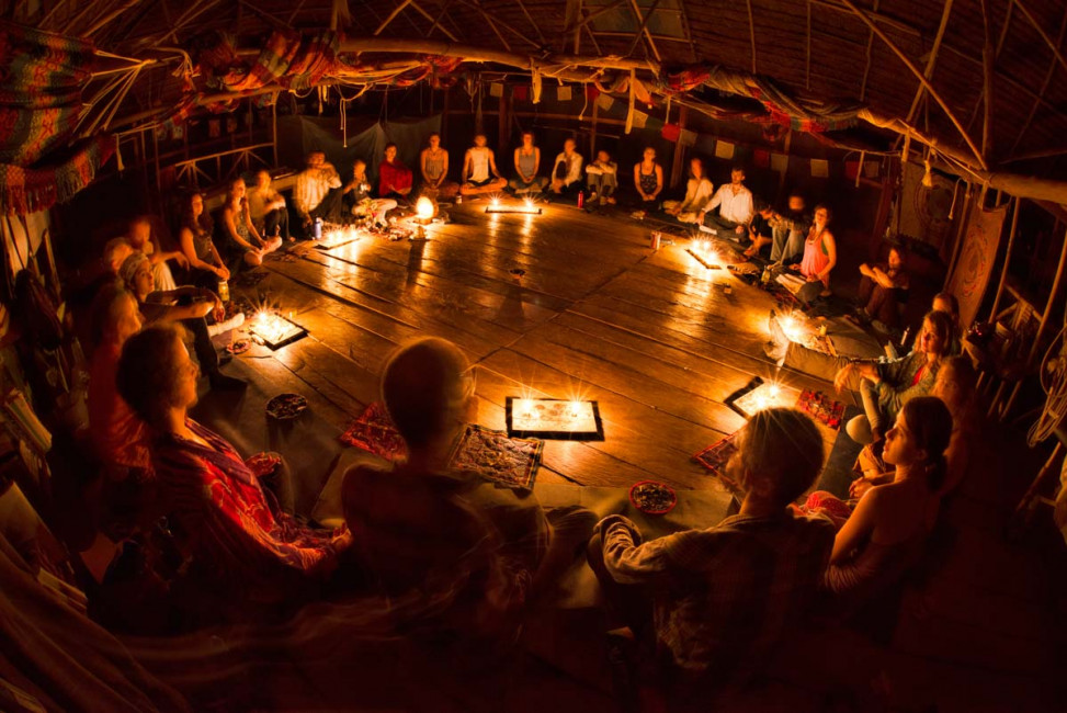 An indigenous coca ceremony at the Paititi Institute in Iquitos, Peru