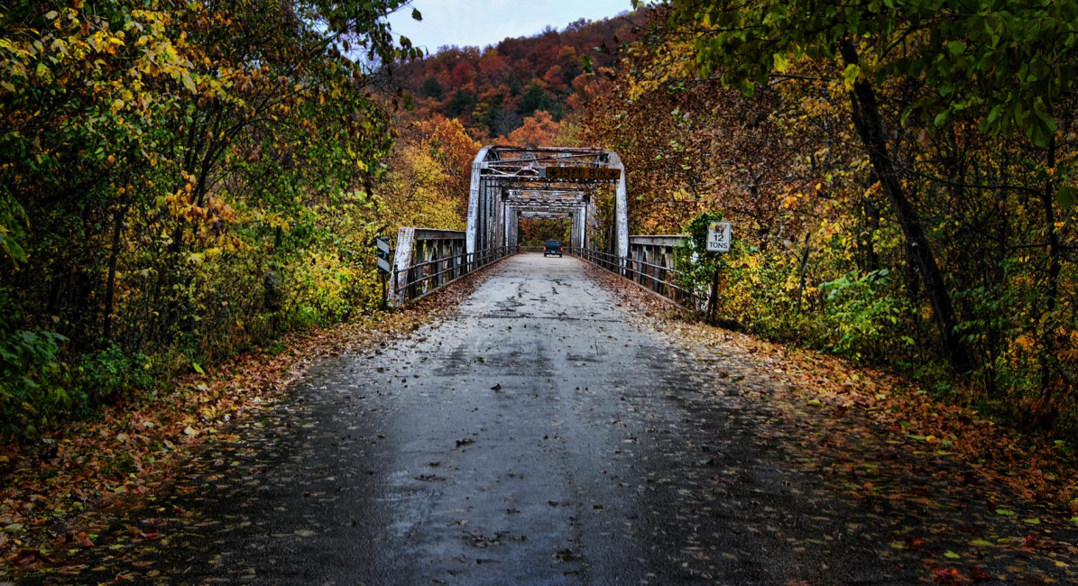 Route 66 crosses the Pig Piney River by way of the Devil's Elbow Bridge in Missouri